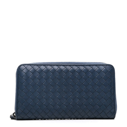 Bottega Veneta Nappa Intrecciato Zip Around Wallet Blue 1 of 8