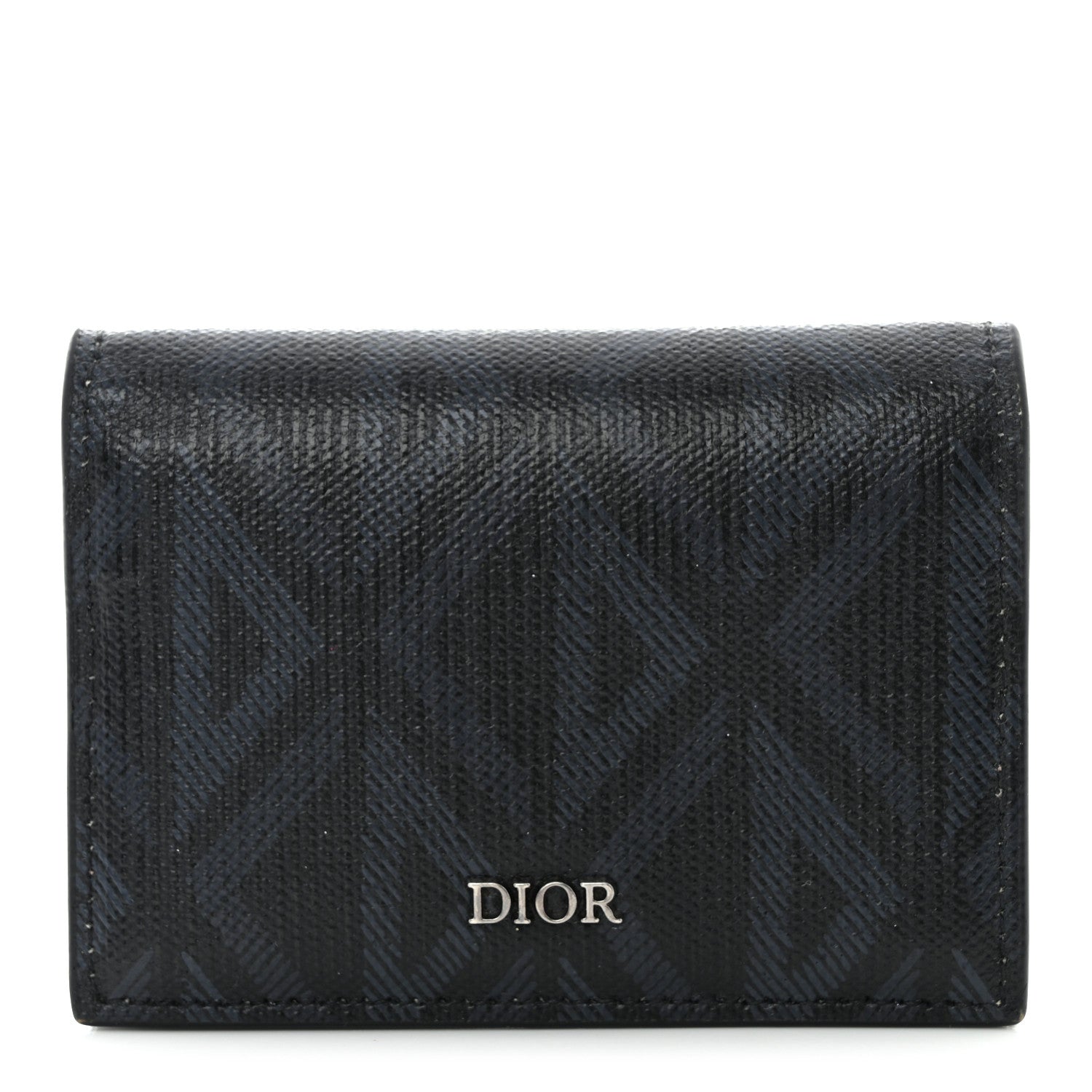 Christian Dior Coated Canvas CD Diamond Flap Card Holder Black