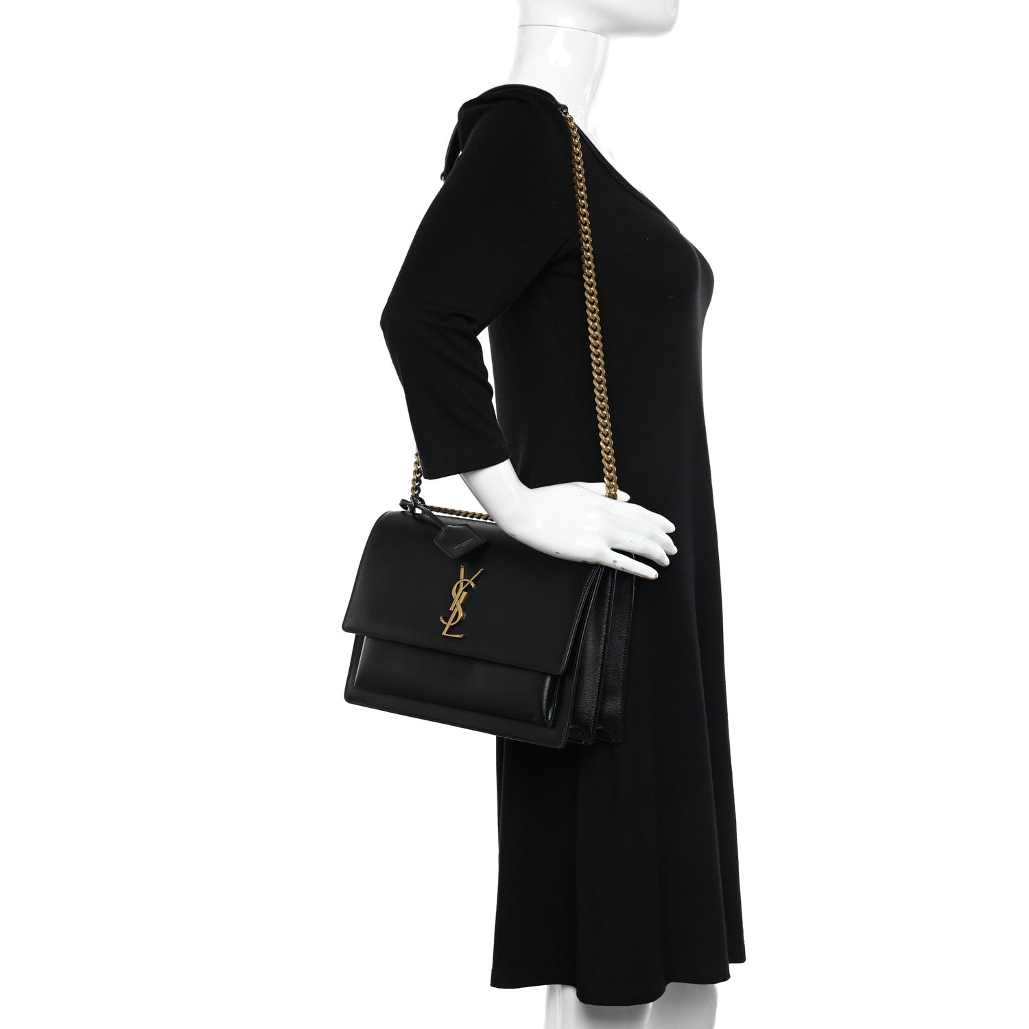 Saint Laurent Calfskin Large Monogram Sunset Black 2 of 13