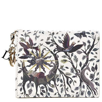 Christian Dior Calfskin Print Jardin Naturel Compact Wallet Multicolor 1 of 11