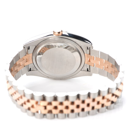 Rolex Stainless Steel 18K Everose Gold Diamond 36mm Oyster Perpetual Datejust Watch Silver 116201 4 of 5