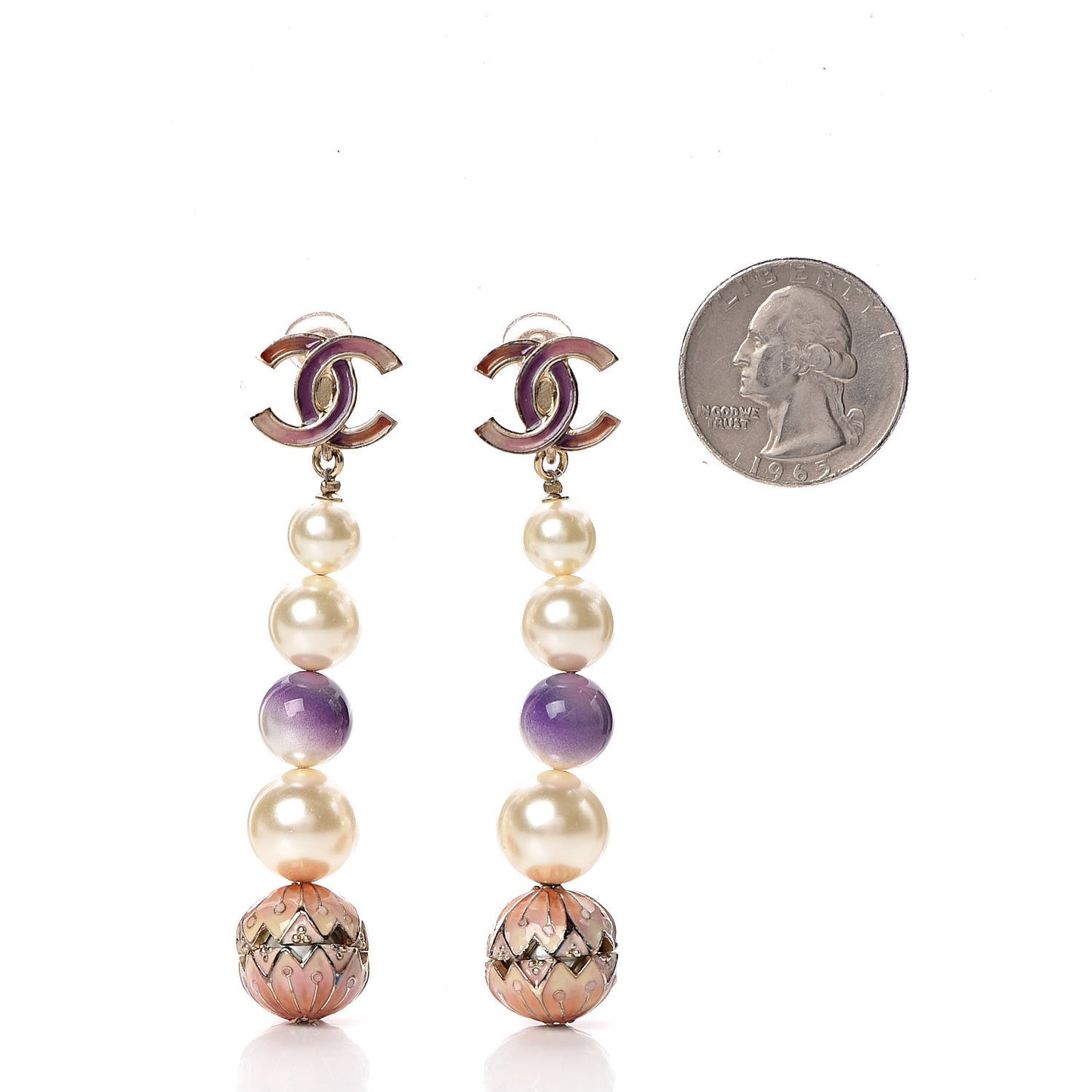 Pearl Enamel Korean Garden CC Clip On Earrings Gold Pink Multicolor