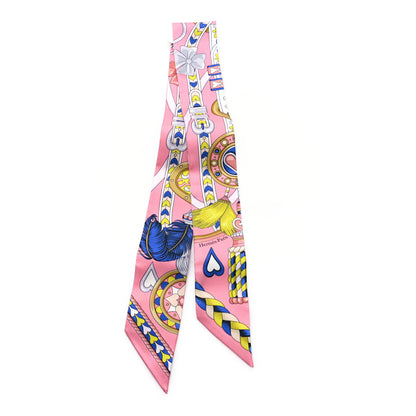 Hermes Silk Harnais De Coeur Twilly Rose Bonbon Blue 2 of 3