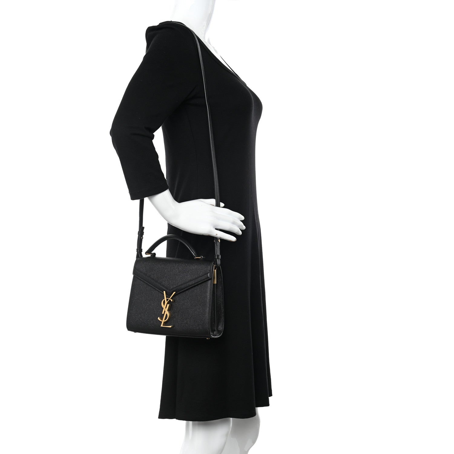 Saint Laurent Grain de Poudre Mini Classic Monogram Cassandra Top Handle Black 2 of 10