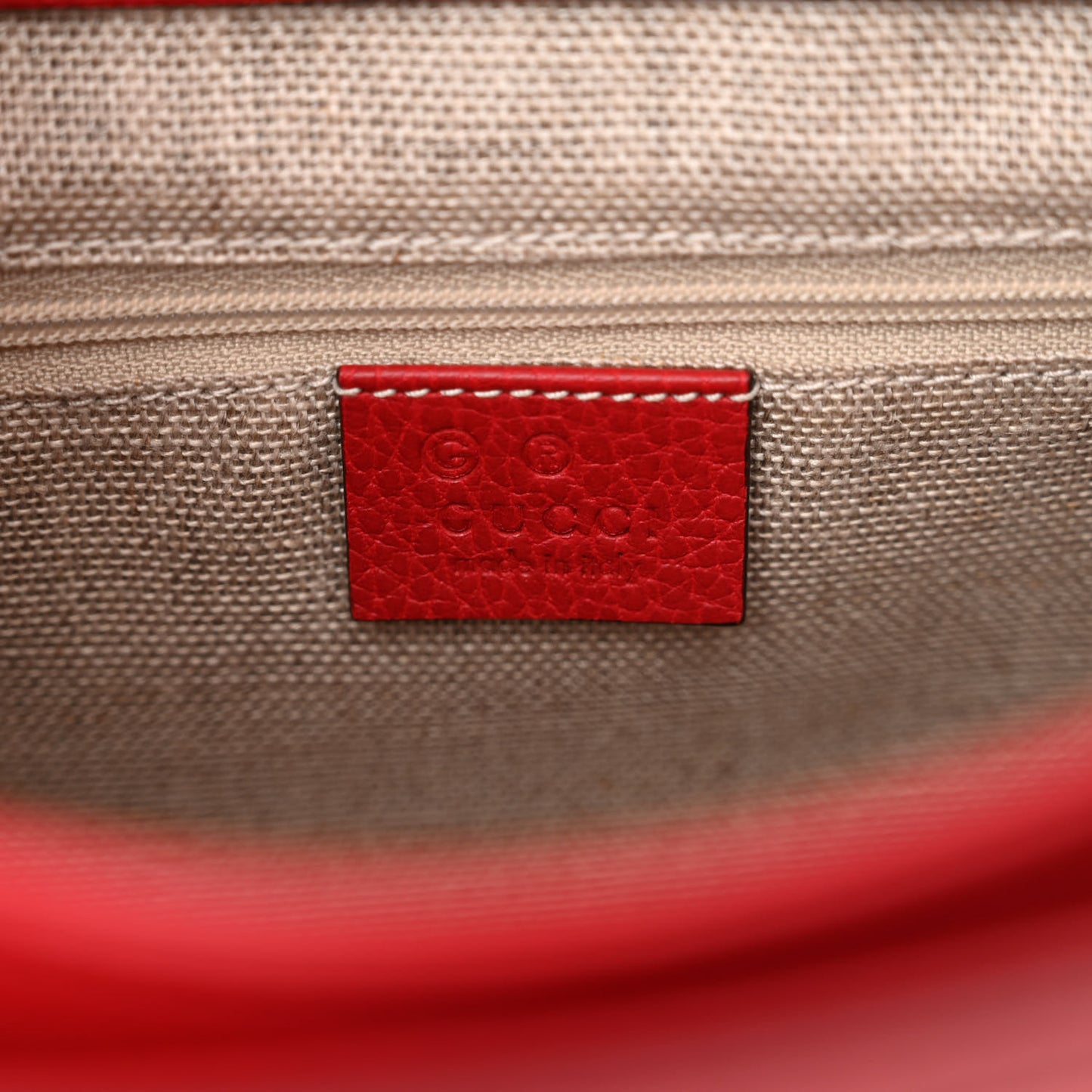 Dollar Calfskin Interlocking G Top Handle Shoulder Bag Red