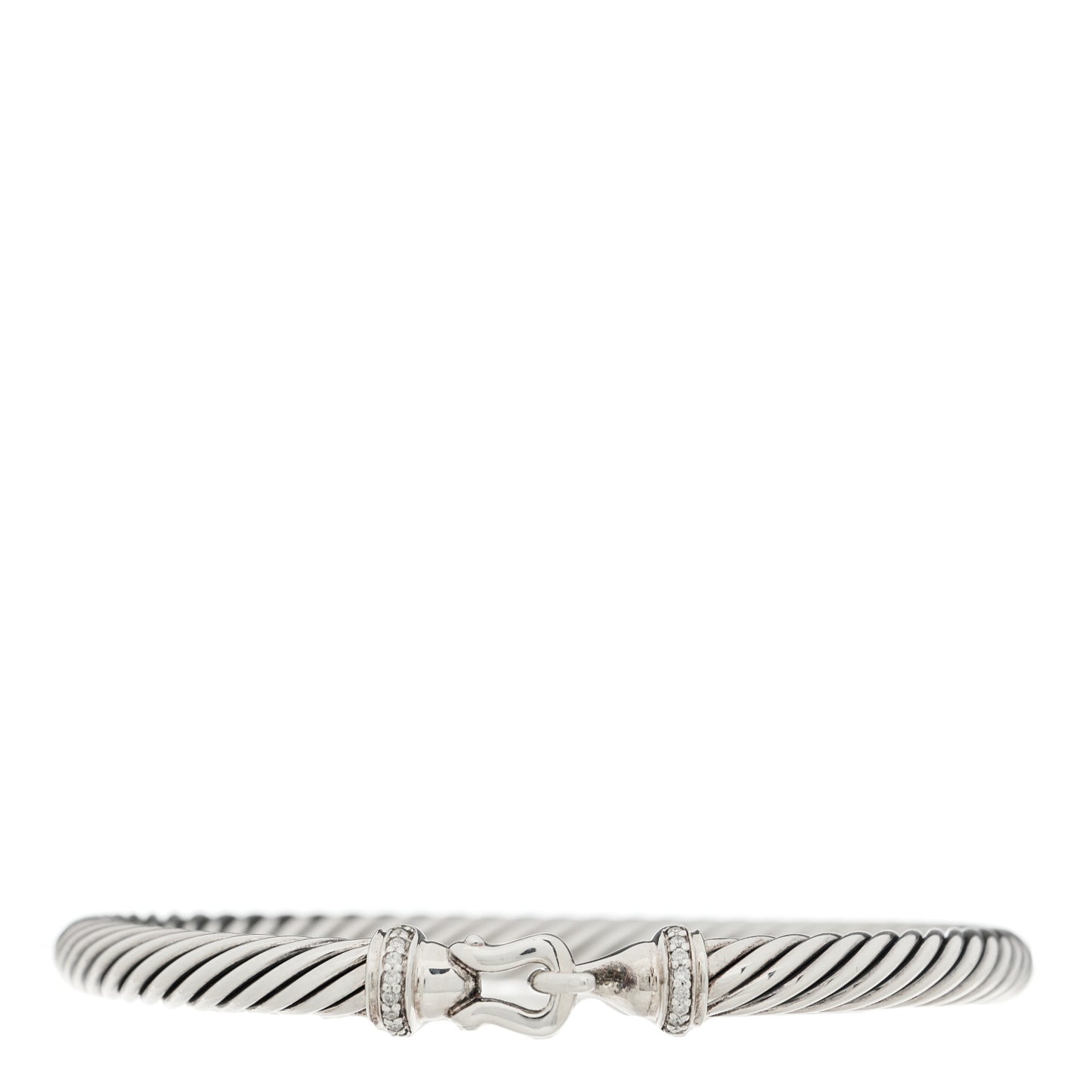 Sterling Silver Diamond 5mm Cable Buckle Bracelet