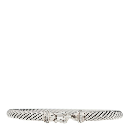 David Yurman Sterling Silver Diamond 5mm Cable Buckle Bracelet 1 of 4