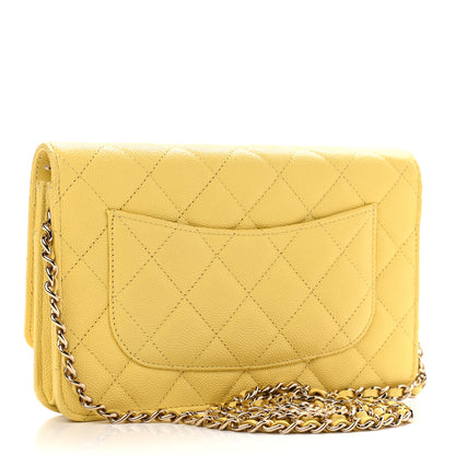 Chanel Caviar Quilted Wallet on Chain WOC Yellow 3 of 11