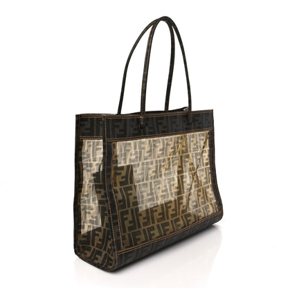 Fendi Mesh Glazed Fabric FF 1974 Tote Tobacco 3 of 8