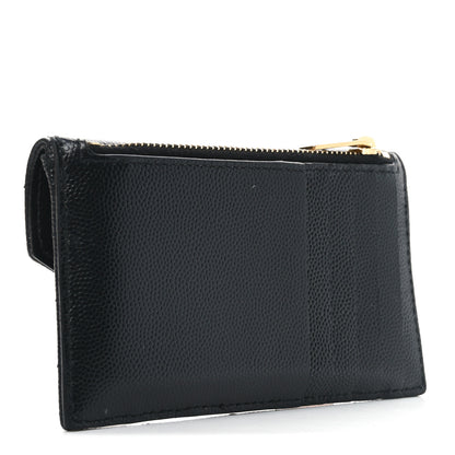 Saint Laurent Grain De Poudre Matelasse Chevron Monogram Compact Wallet Black 3 of 6