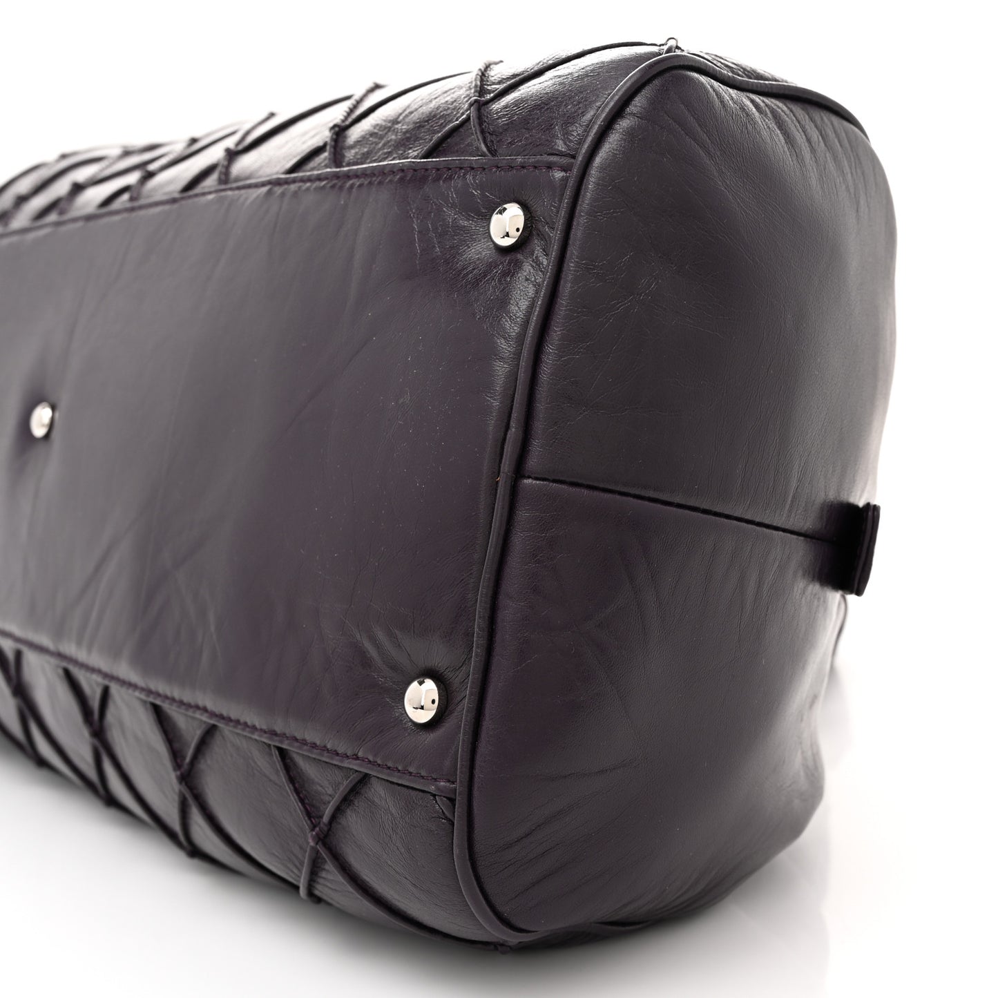 Lambskin Quilted Large Bowler Purple
