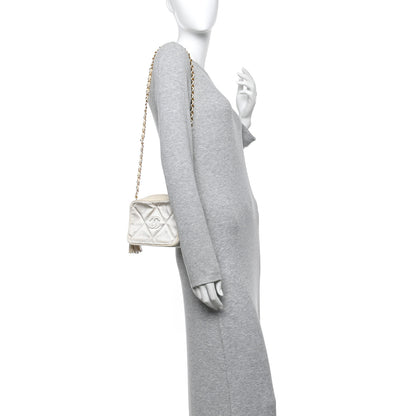Chanel Satin Quilted CC Tassel Camera Case White 2 of 10