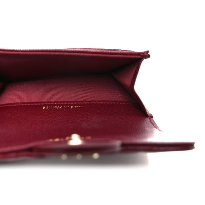 Chanel Caviar Quilted Flap Card Holder Wallet Burgundy 5 of 9