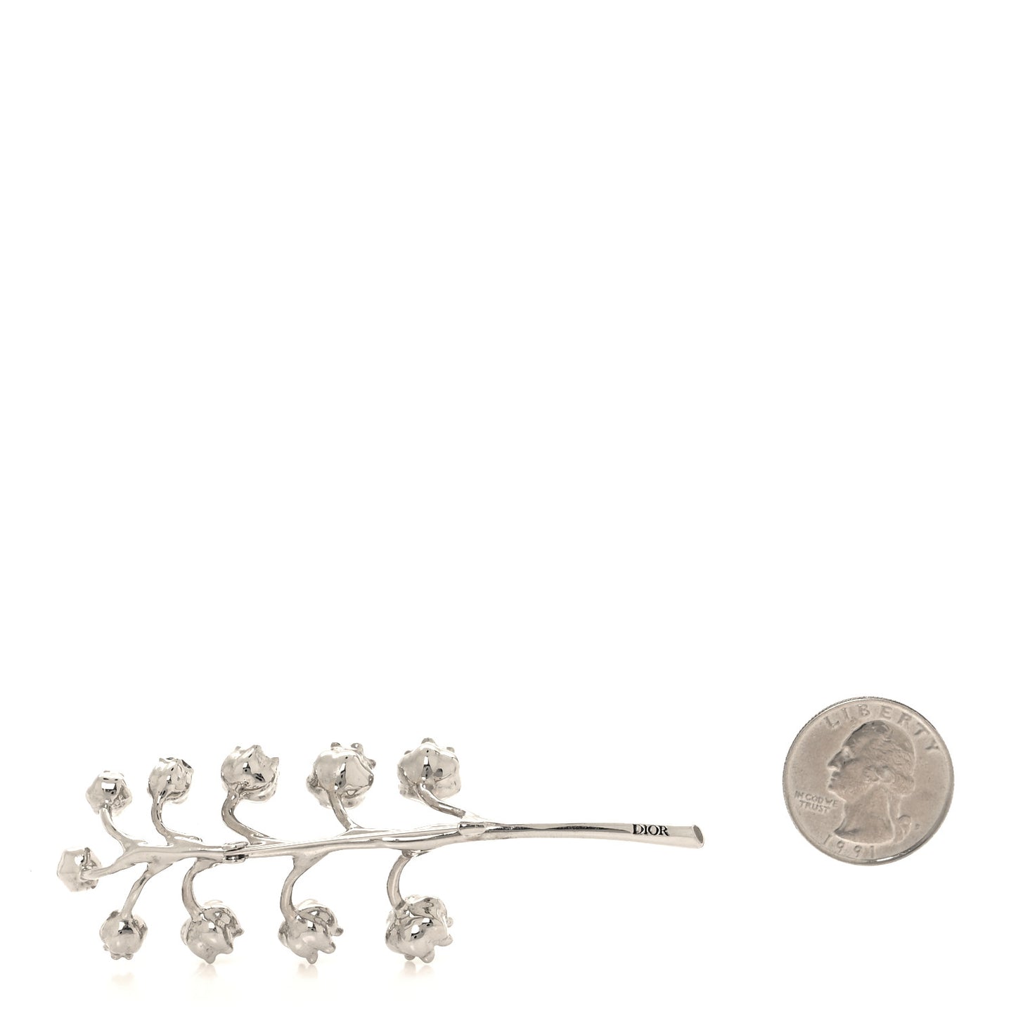 Crystal Lily of the Valley Brooch Silver