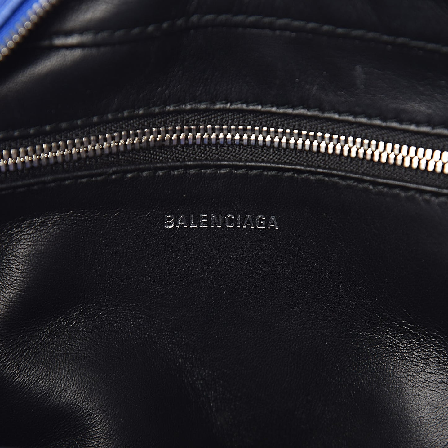 Shiny Day Calfskin Logo XS Triangle Duffle Bleu Roi White