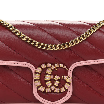 Gucci Azalea Calfskin Enamel Matelasse Diagonal Super Mini Torchon GG Marmont Shoulder Bag New Cherry Red Wild Rose 8 of 11