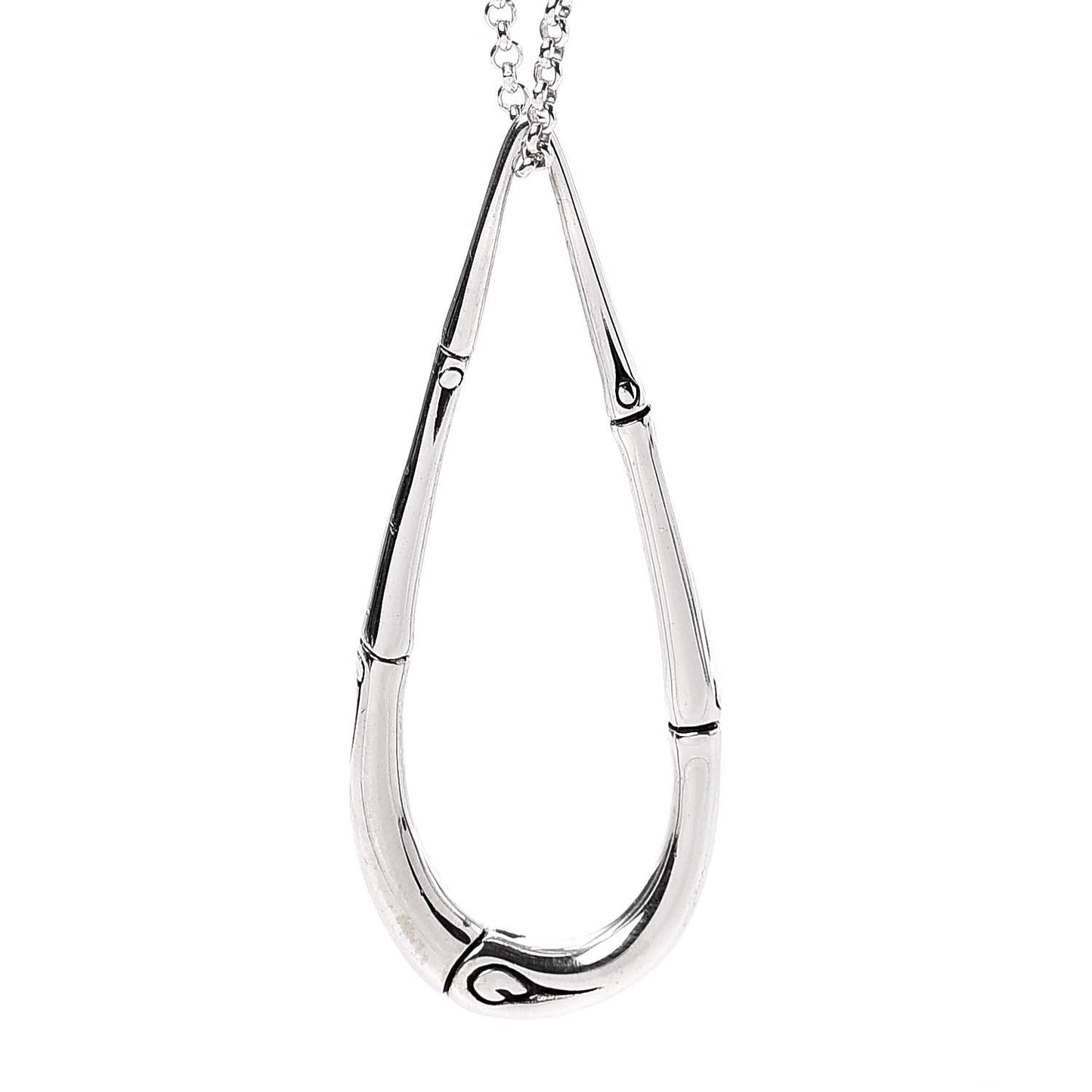 Sterling Silver Bamboo Teardrop Pendant Necklace