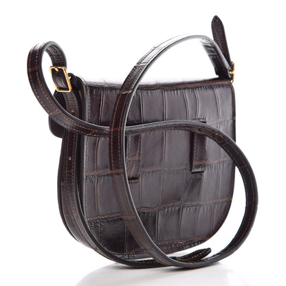 Celine Crocodile Embossed Calfskin Mini Symmetrical Bag Brown 3 of 9