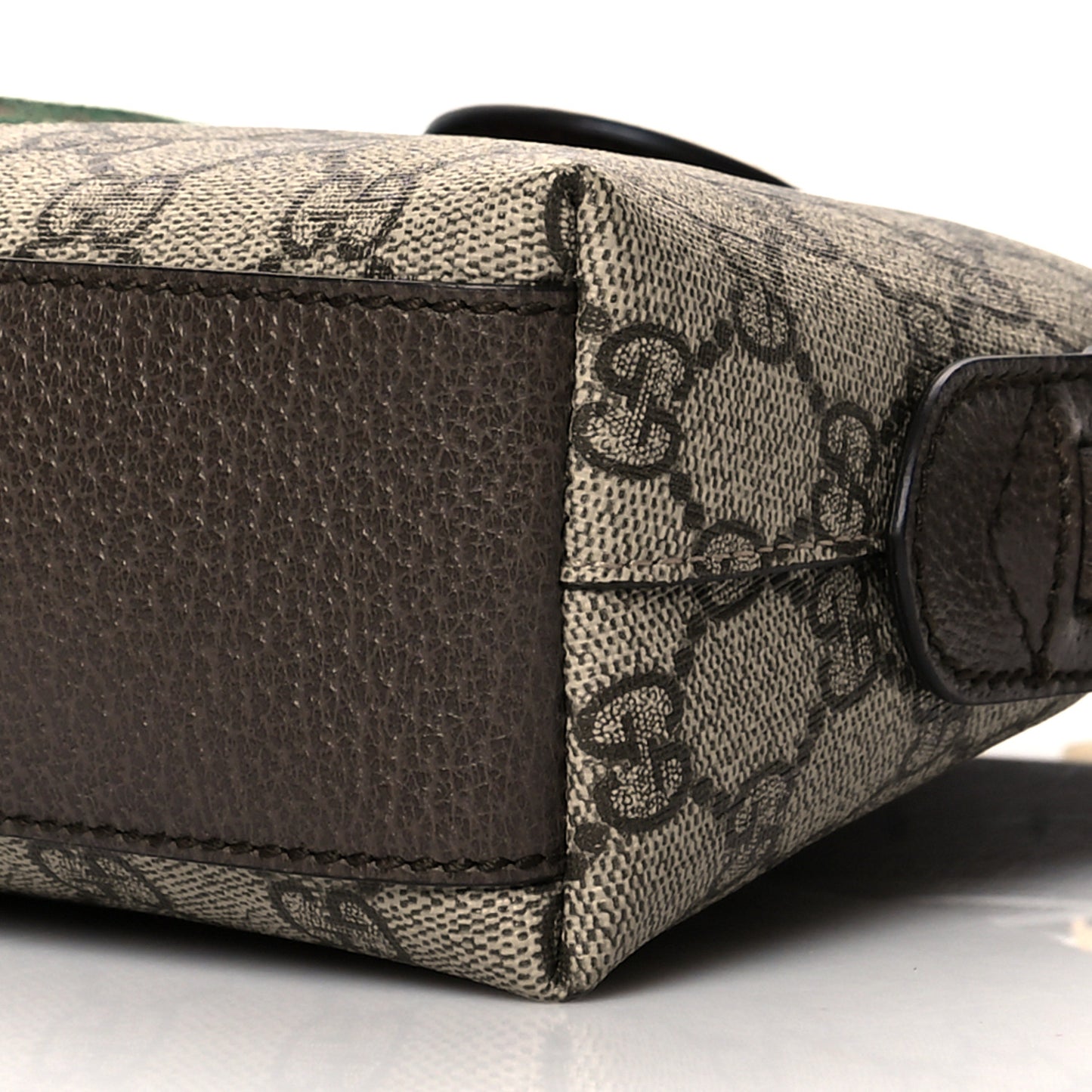 GG Supreme Monogram Textured Dollar Calfskin Web Small Ophidia Dome Shoulder Bag Beige Ebony New Acero
