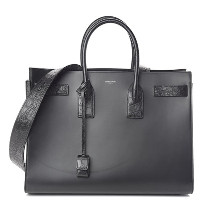 Saint Laurent Calfskin Crocodile Embossed Large Sac De Jour Carryall Black 1 of 10