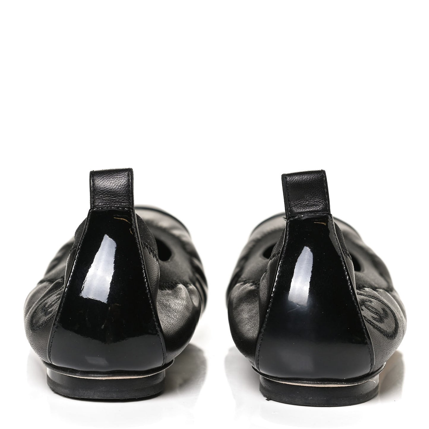 Lambskin Patent CC Elastic Cap Toe Ballerina Flats 35.5 Black