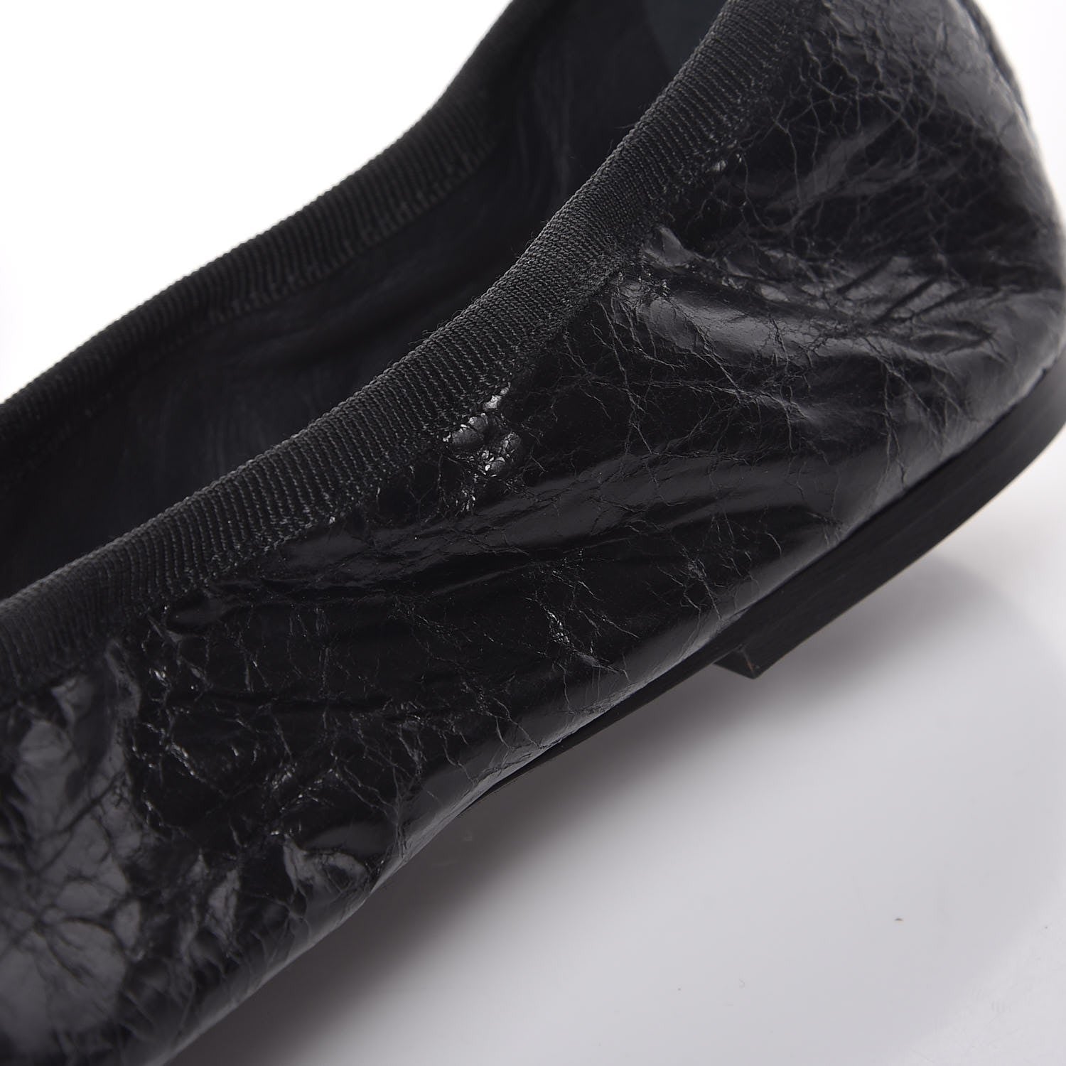 Valentino Garavani Crackled Calfskin Rockstud Chain Ankle Ballerina Flats 39 Black 12 of 14
