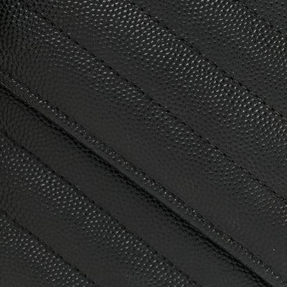 Saint Laurent Grain De Poudre Matelasse Chevron Medium Monogram Satchel Black 8 of 14