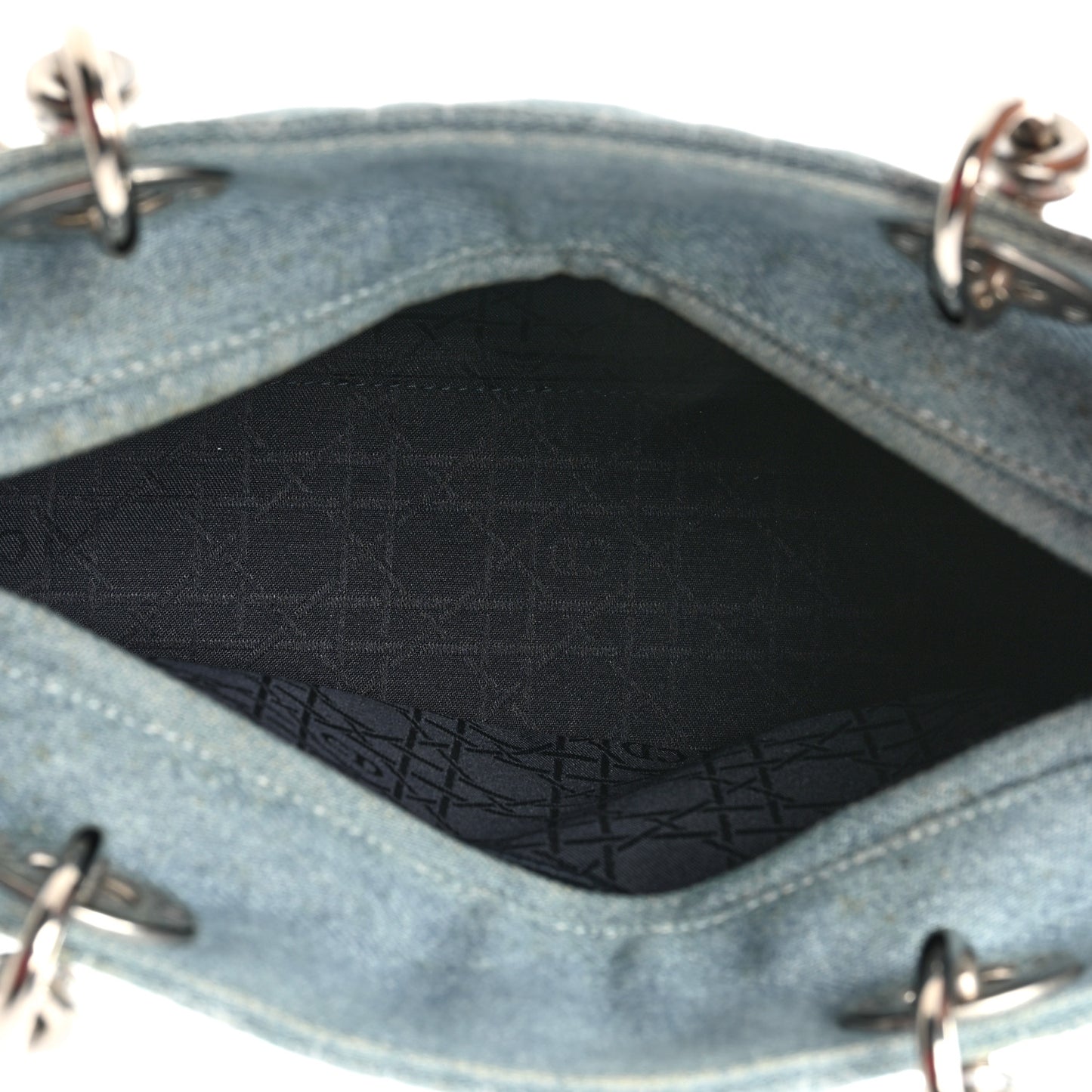 Denim Cannage Medium Lady Dior Light Blue