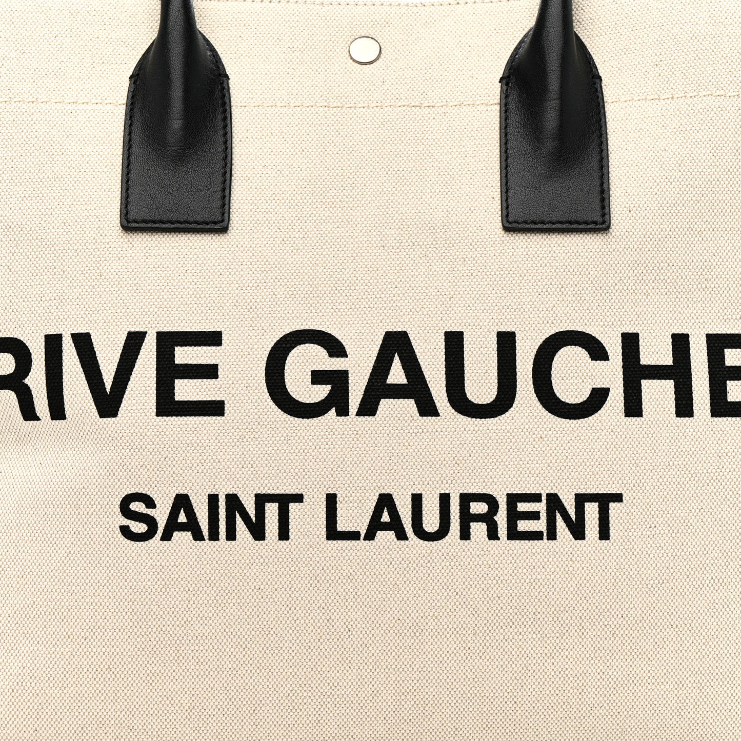 Linen Calfskin Rive Gauche Tote White Black