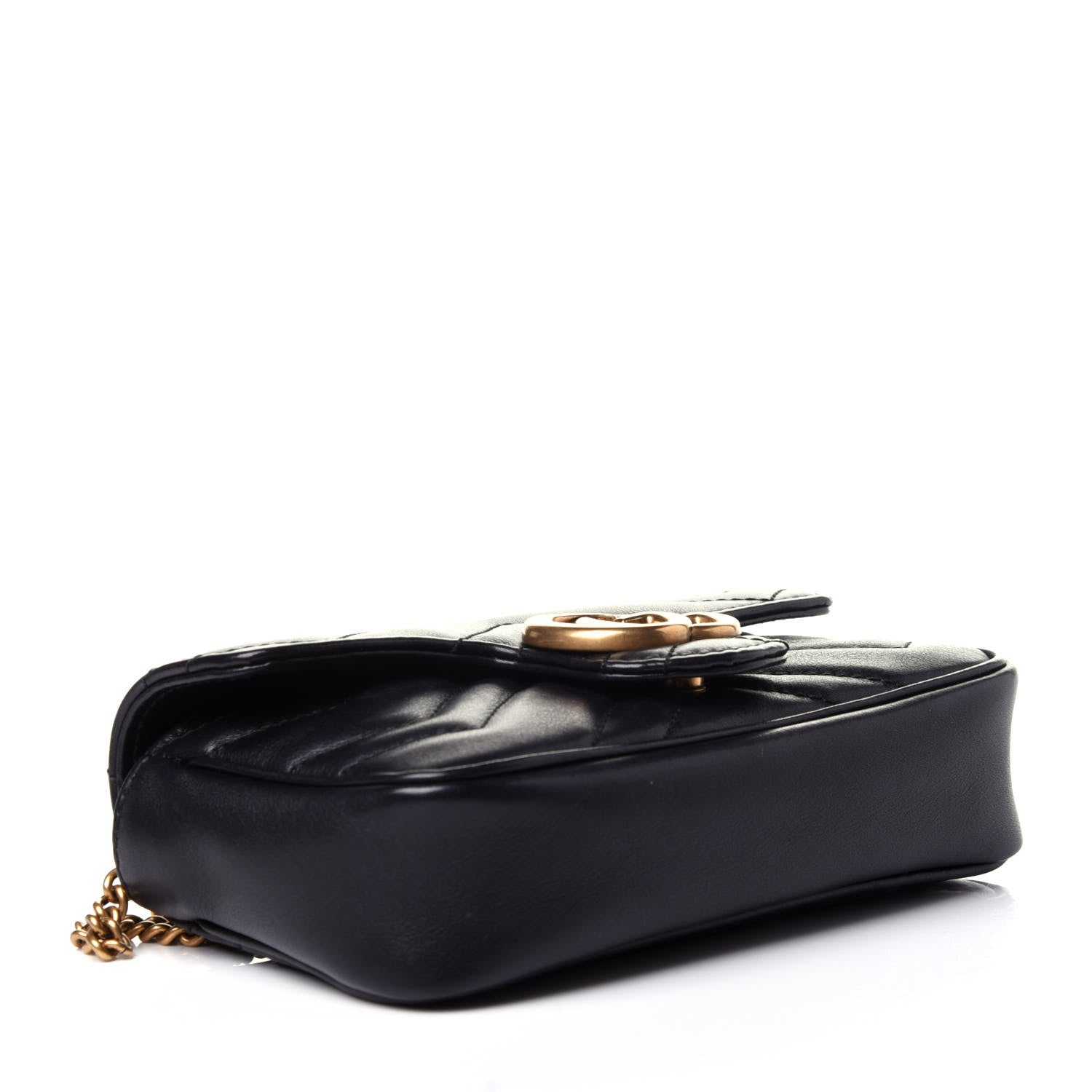 Gucci Calfskin Matelasse Super Mini GG Marmont Shoulder Bag Black 4 of 12