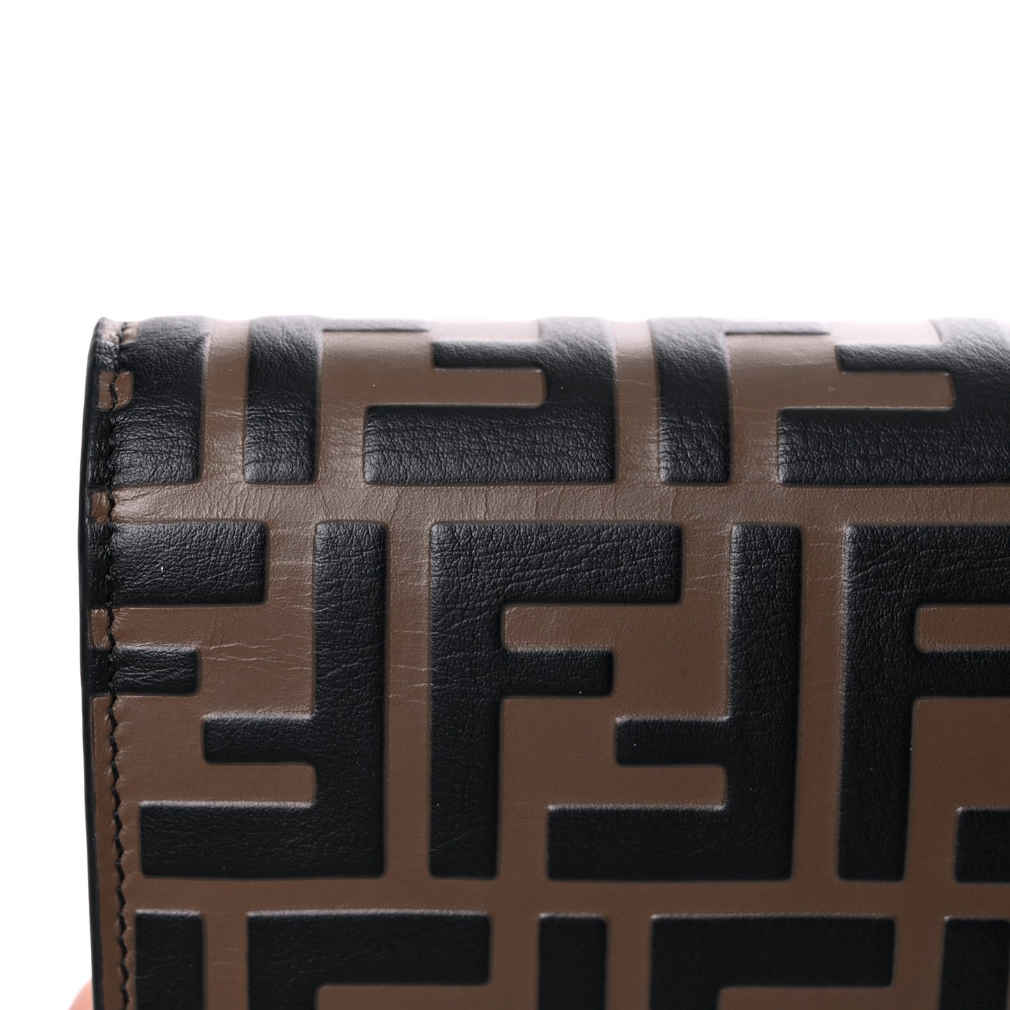 Vitello Cruise F is Fendi Bi-Color FF 1974 Embossed Medium Envelope Wallet On Chain Black Maya