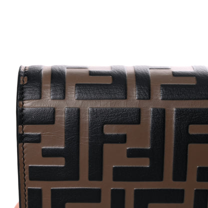 Fendi Vitello Cruise F is Fendi Bi-Color FF 1974 Embossed Medium Envelope Wallet On Chain Black Maya 13 of 13
