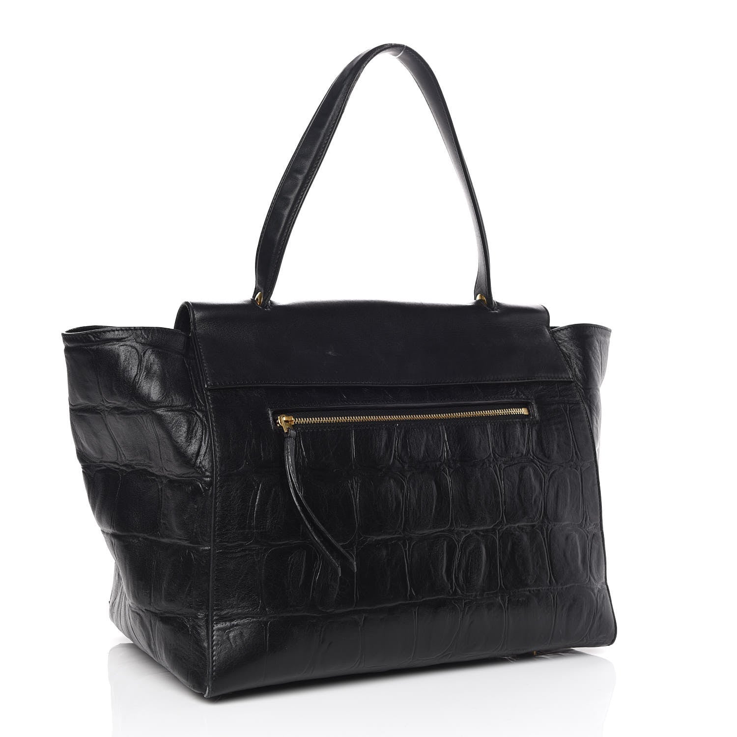 Celine Calfskin Crocodile Embossed Small Belt Bag Black 3 of 18