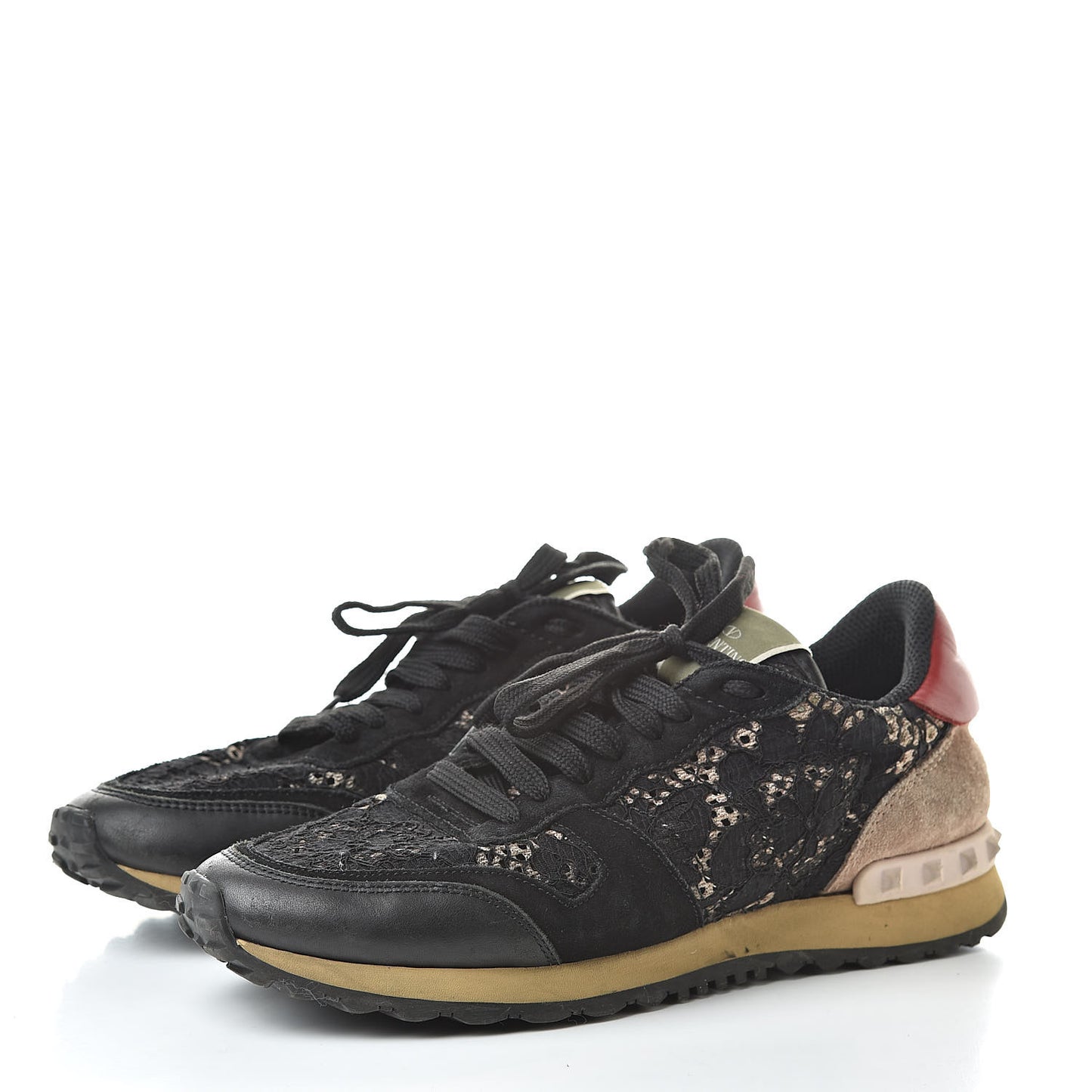 Macrame Lace Suede Womens Rockrunner Sneakers 38 Black