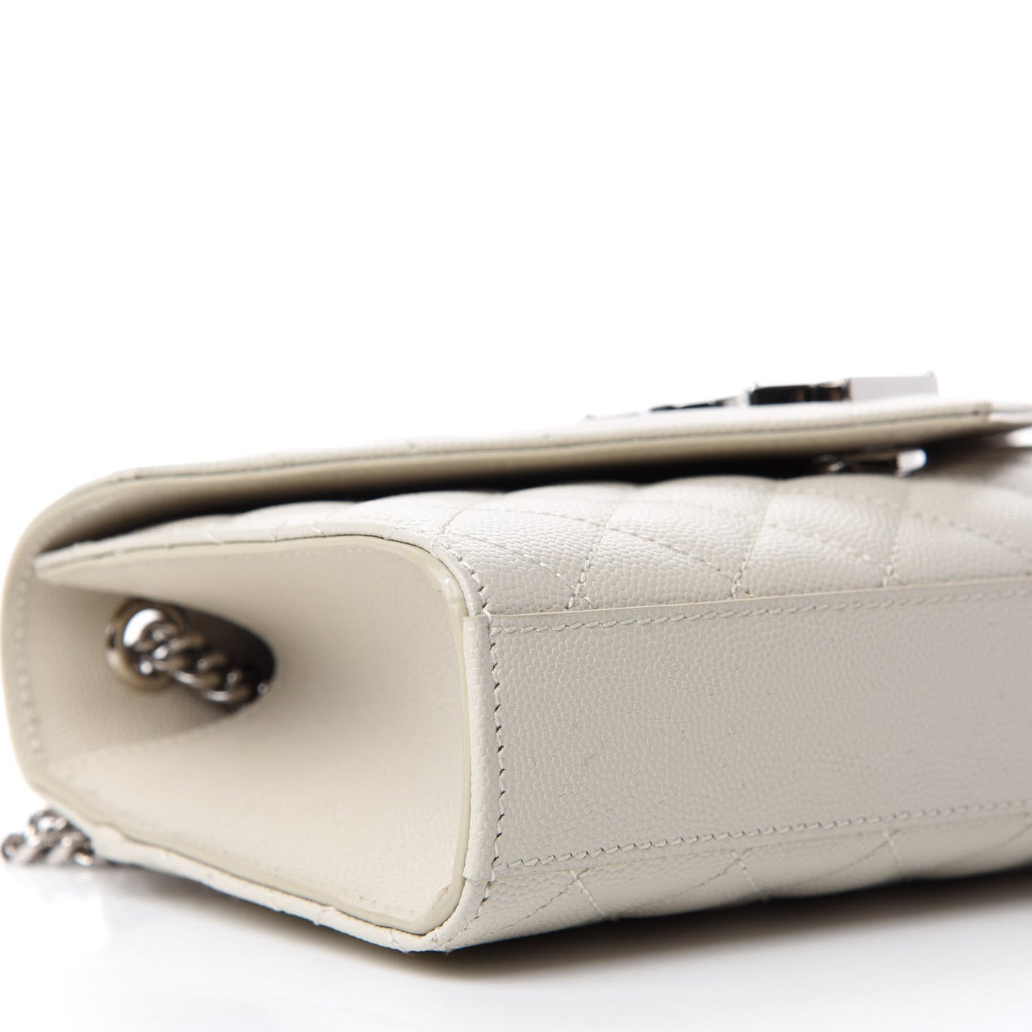 Grain De Poudre Textured Mixed Matelasse Triquilt Small Monogram Satchel Crema Soft