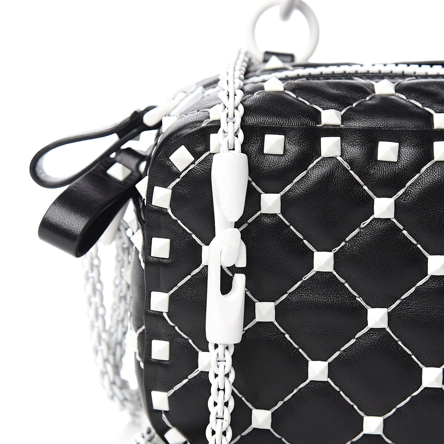 Lambskin Free Rockstud Spike Camera Bag Black