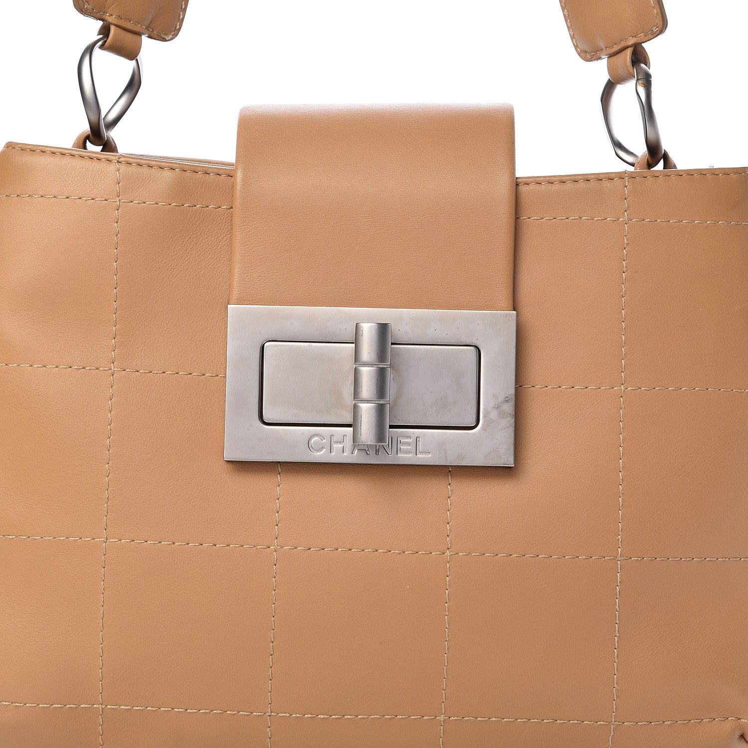 Chanel Calfskin Square Stitched Mademoiselle Hobo Tan 15 of 18