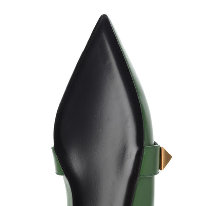 Valentino Garavani Calfskin Roman Stud Ankle Strap Flat Mules 36.5 Fern 10 of 12
