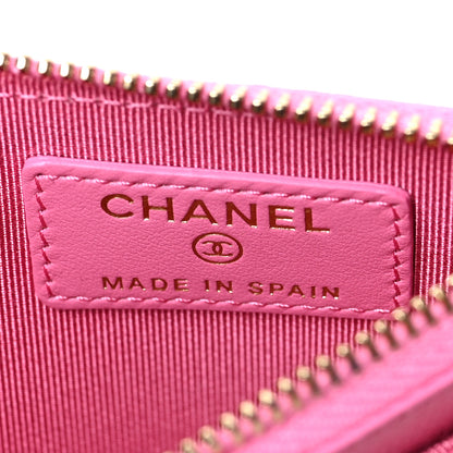 Chanel Caviar Quilted CC Zip Card Holder Pink 6 of 7