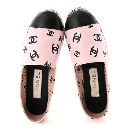 Chanel Lambskin Printed CC Espadrilles 37 Light Pink Black 2 of 9