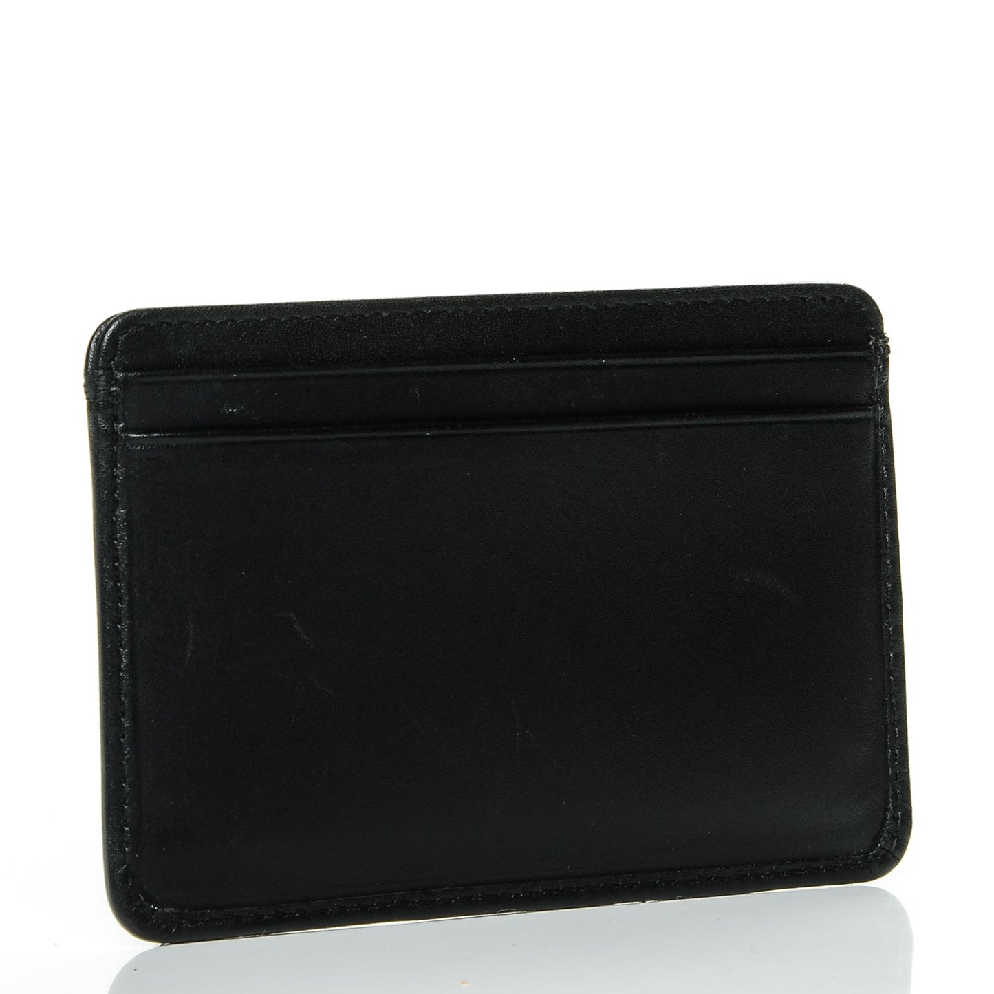 Calfskin Quilted Cambon Card Holder Black