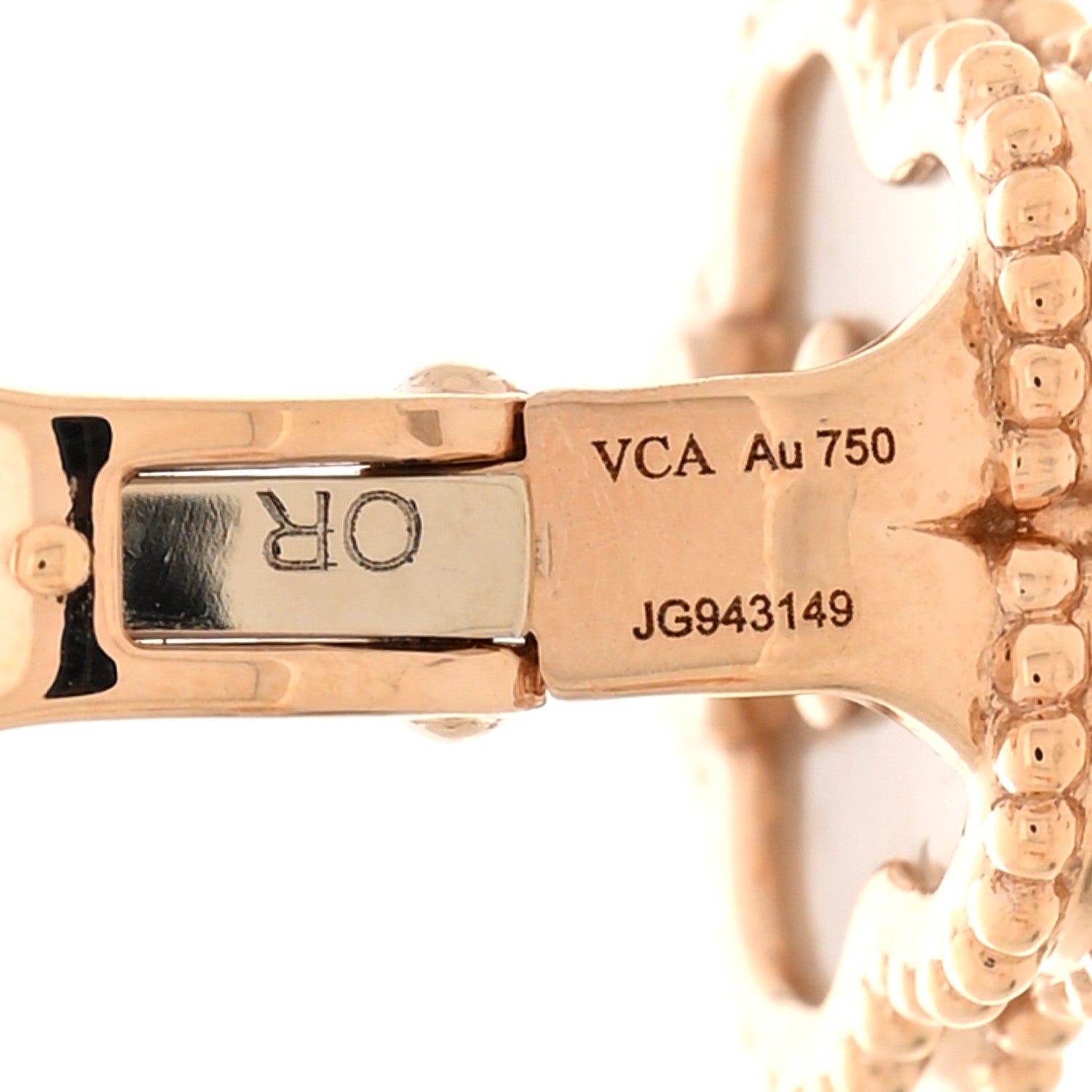 Van Cleef & Arpels 18K Rose Gold Mother of Pearl Lucky Springs Plum Blossom Earrings 4 of 4