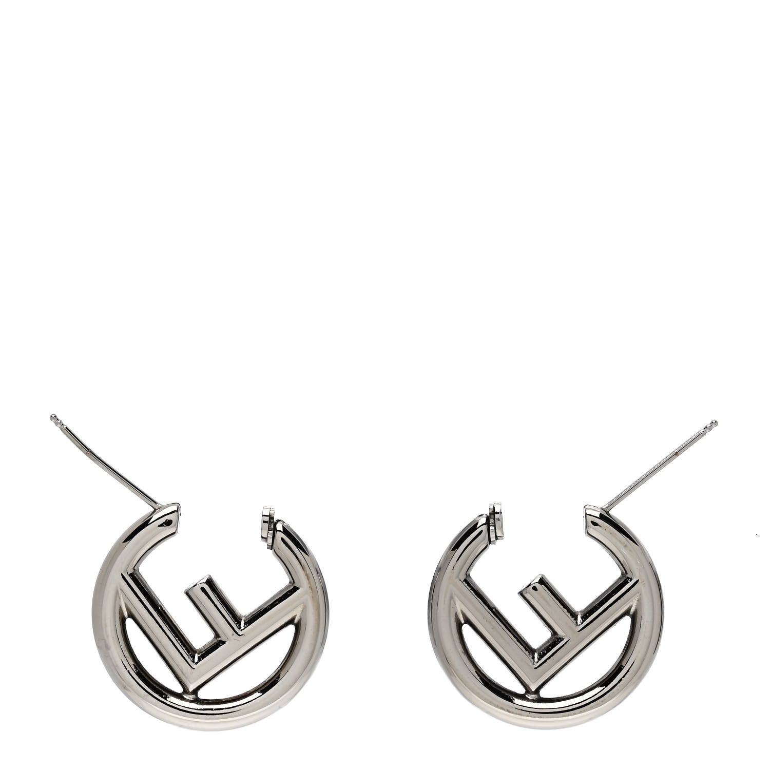 Fendi Metal FF Hoop Earrings Silver 3 of 5