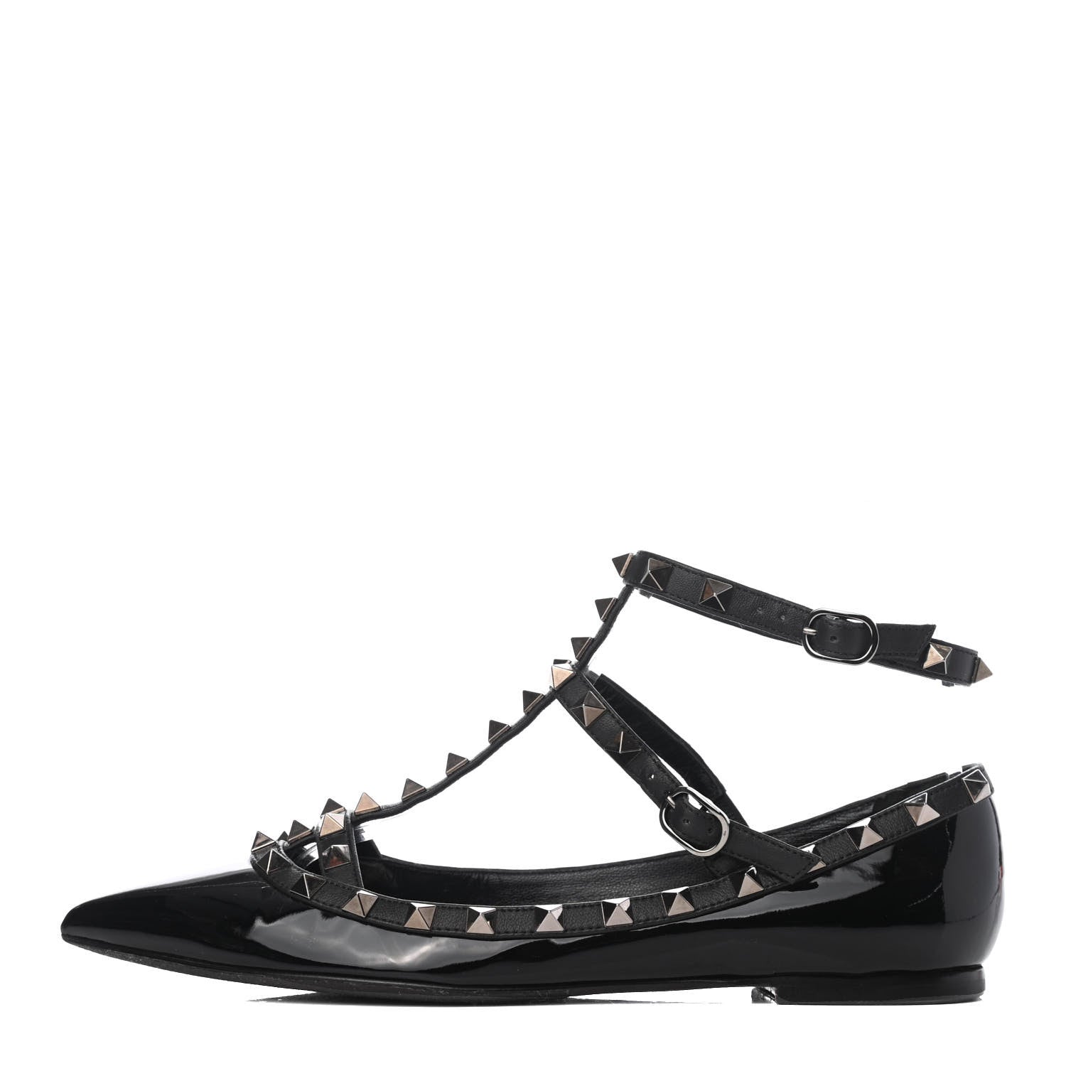 Valentino Garavani Patent Rockstud Cage Ballerina Flats 37 Black 1 of 18