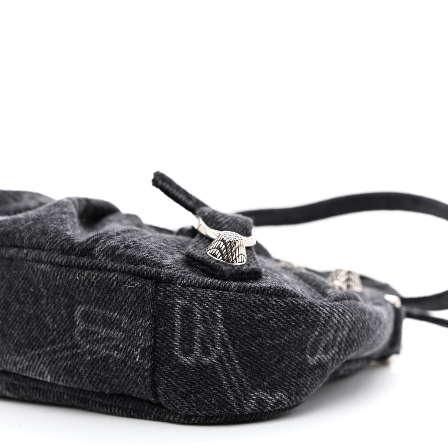 Washed Denim BB Monogram Le Cagole Mini Purse With Chain Black