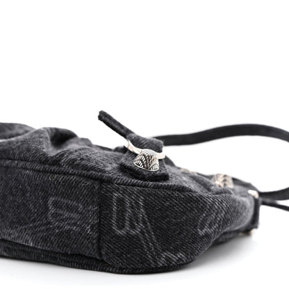 Balenciaga Washed Denim BB Monogram Le Cagole Mini Purse With Chain Black 12 of 12