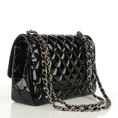 Chanel Patent Quilted Jumbo Double Flap Black 3 of 8