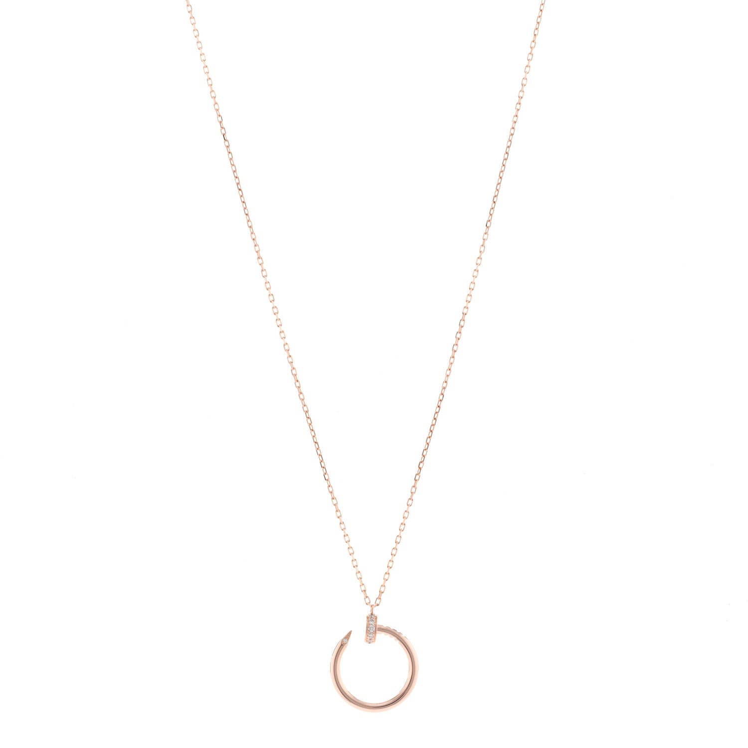 Cartier 18K Pink Gold Diamond Juste Un Clou Pendant Necklace 1 of 6