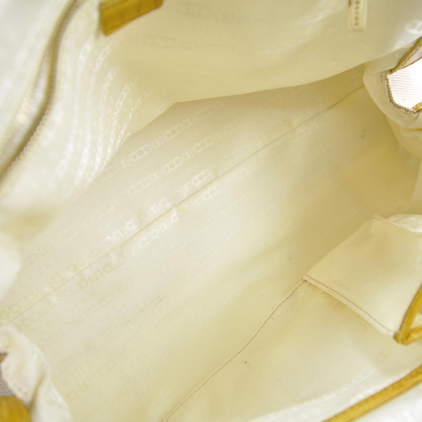 Crocodile Embossed Leather and Canvas Bag Yellow