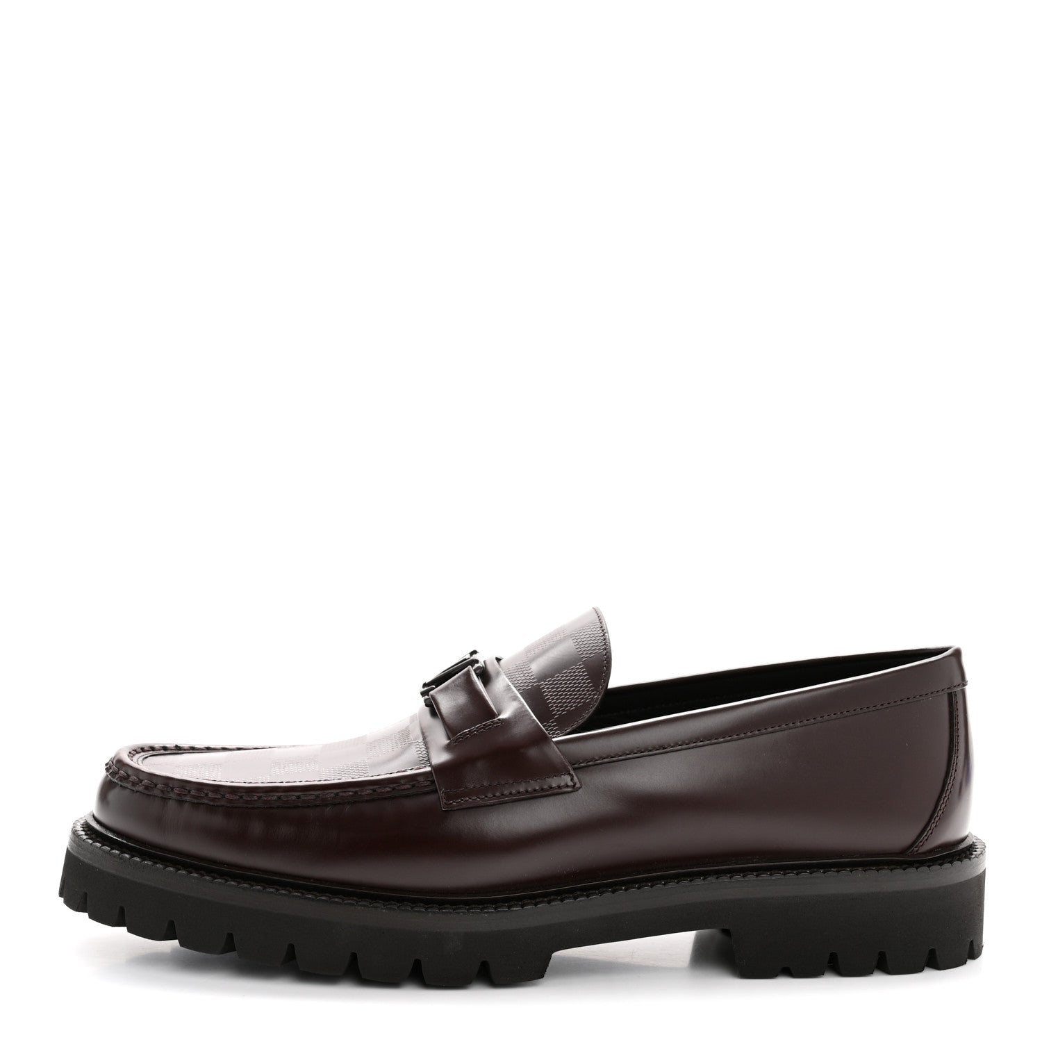 Louis Vuitton Damier Calfskin Embossed Mens Major Loafers 10 Brown 1 of 9